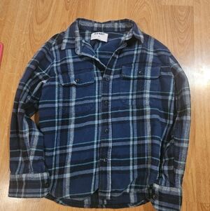 Old Navy Navy and Teal Plaid Shirt